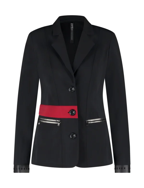 Zip73 - Blazer zippers - Black/Lipstick red - travelstof zwart rood