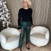 Lady Day - JoJo Trouser - Mystic Green - Travelstof - Damesbroek - donkergroen - Leer - Leren broek - Leather.