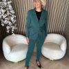 Lady Day - Blazer Lois - Mystic Green - Travelstof - Damesblazer - Jasje - Ceintuur - Donkergroen.