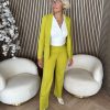 Aime - Hazel Pants - Lime Green | Travelstof. voor dameskleding | Herfstcollectie