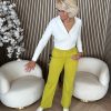 Aime - Hazel Pants - Lime Green | Travelstof voor dameskleding | Herfstcollectie