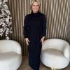 ZIP73 - Longdress - Velvet Black - Dames Mode - Trendy - Winter 2024 - Lange jurk - Madam Peach