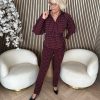 Lady Day - Poppy Flared - Artistic Print - damesbroek - travelstof - Dames mode - Donkerrood - herfstcollectie