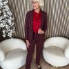Lady Day - Poppy Flared - Artistic Print - damesbroek - travelstof - Dames mode - Donkerrood - herfstcollectie