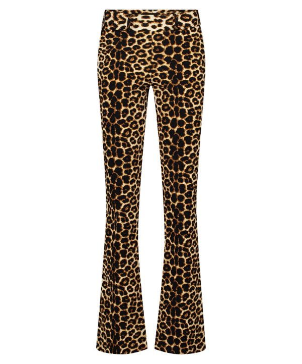 Lady Day - Poppy Flared - Leopard Print Travelstof Broek voor dames vrouwen kleding mode Flared model in stretch stof