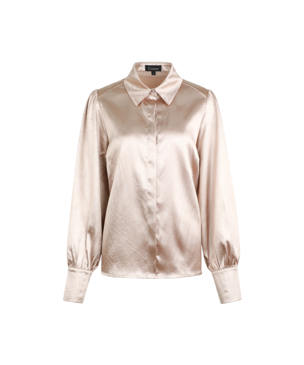 G-maxx - Angie Blouse - Sand Gouden Blouse voor dames mode kleding Glans blouse