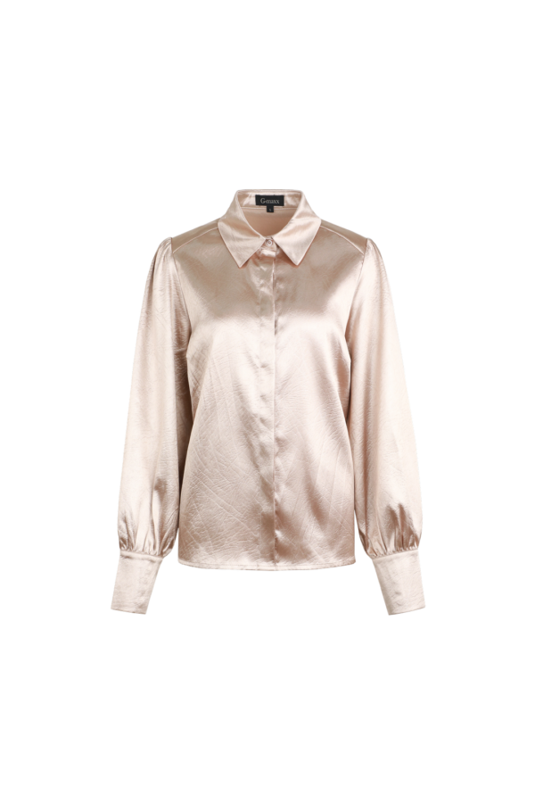 G-maxx - Angie Blouse - Sand Gouden Blouse voor dames mode kleding Glans blouse