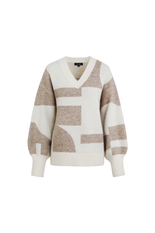 G-maxx - Elzana Pullover - Wool White/Sahara Trui voor vrouwen dames mode in beige Sand kleur comfortabel knit