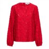 &Co Woman - Erin Top - Red Dames Mode Kleding Rood top Mooi Bloemen Chique