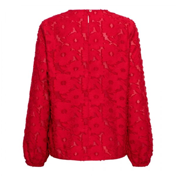 &Co Woman - Erin Top - Red Dames Mode Kleding Rood top Mooi Bloemen Chique