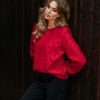 &Co Woman - Erin Top - Red Dames Mode Kleding Rood top Mooi Bloemen Chique