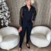 ZIP73 | Jumpsuit Zipper Voile sleeve - Black - Morgen in huis - travelstof zwart jumpsuit