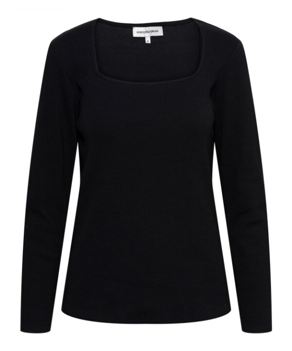 &Co Woman - Samara Top - Black Basic Top Dames Mode Kleding Black