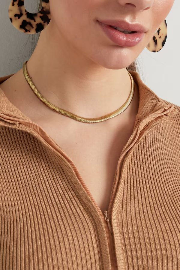 Nacklace - Flat With Print - Gold