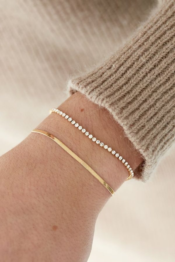 Bracelet - Double With Diamonds - Gold