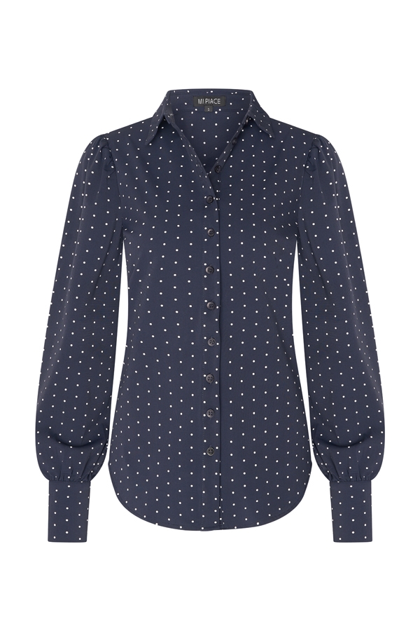 Mi Piace - Blouse dots - Dark blue | Travelstof | Morgen in huis