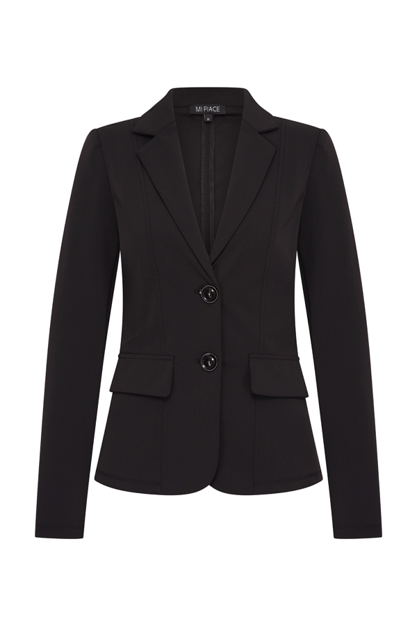 Mi Piace - Travelstof blazer - Black zwart dames blazer kleding in stretch stof