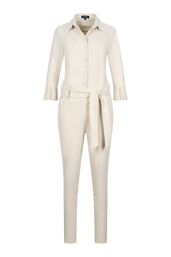 Mi Piace - Travelstof Jumpsuit - Kit Mooie kleding voor vrouwen dames jumpsuit in creme kleur pak van Travelstof stretch stof