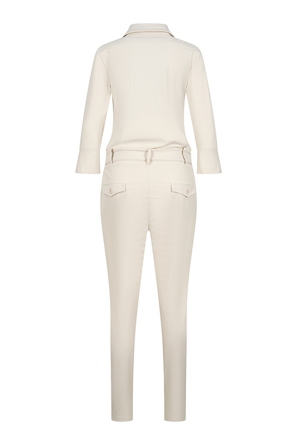 Mi Piace - Travelstof Jumpsuit - Kit Mooie kleding voor vrouwen dames jumpsuit in creme kleur pak van Travelstof stretch stof