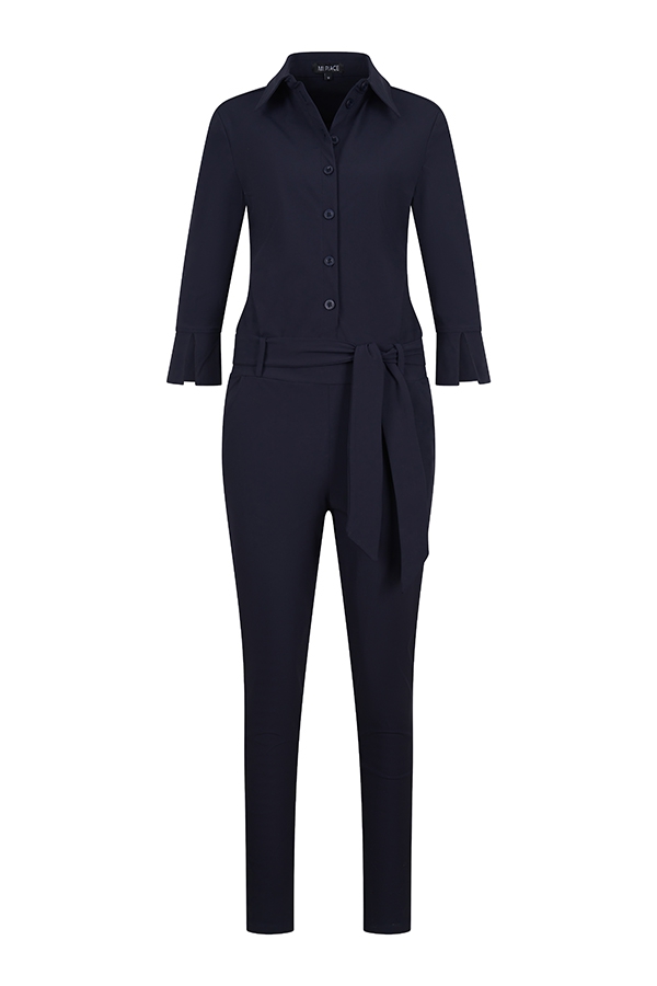 Mi Piace - Travelstof Jumpsuit - Dark Blue Mooie jumpsuit voor dames vrouwen kleding online in stretch stof donkerblauw