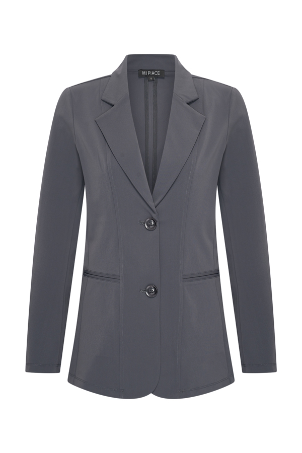 Mi Piace - Travelstof blazer - Dark Grey Travelstof blazer in het grijs - voor vrouwen mode dames kleding