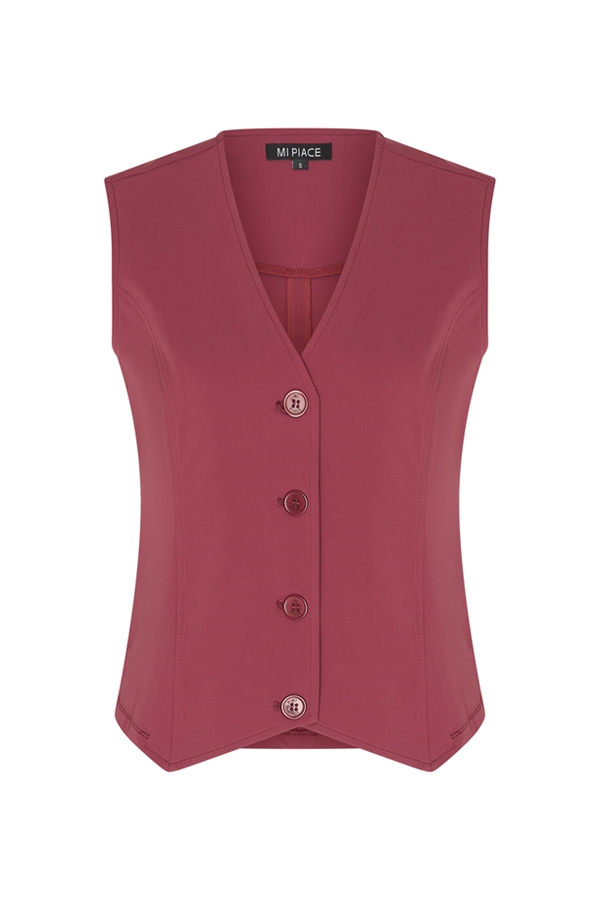 Mi Piace - Travelstof gilet - Bordeaux voor dames, vrouwen kleding mode voor dames