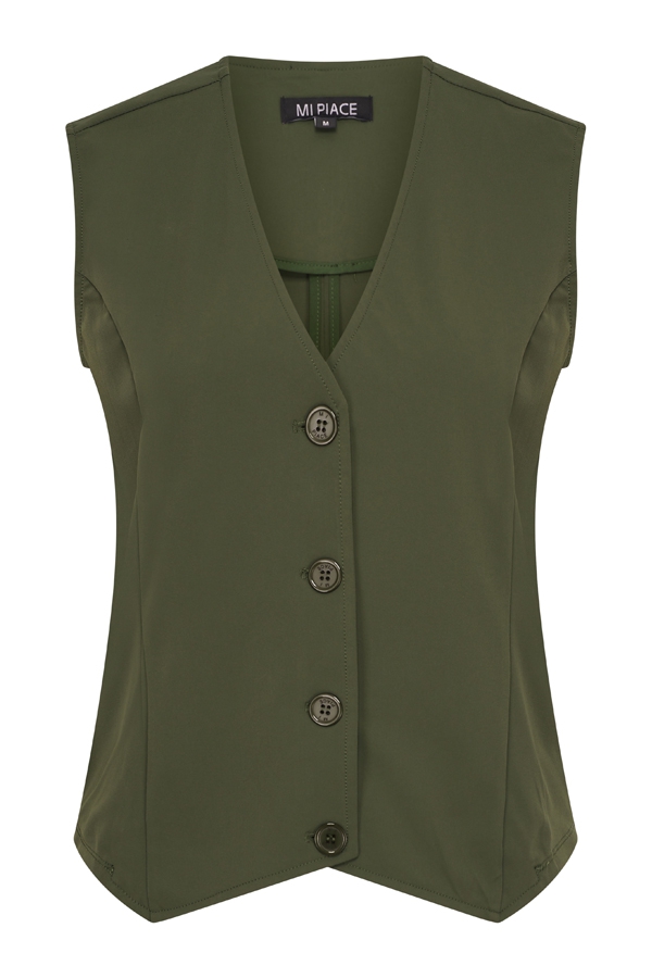 Mi Piace - Travelstof gilet - Deep Depth Groene gilet gemaakt van travelstof mode kleding voor vrouwen dames online