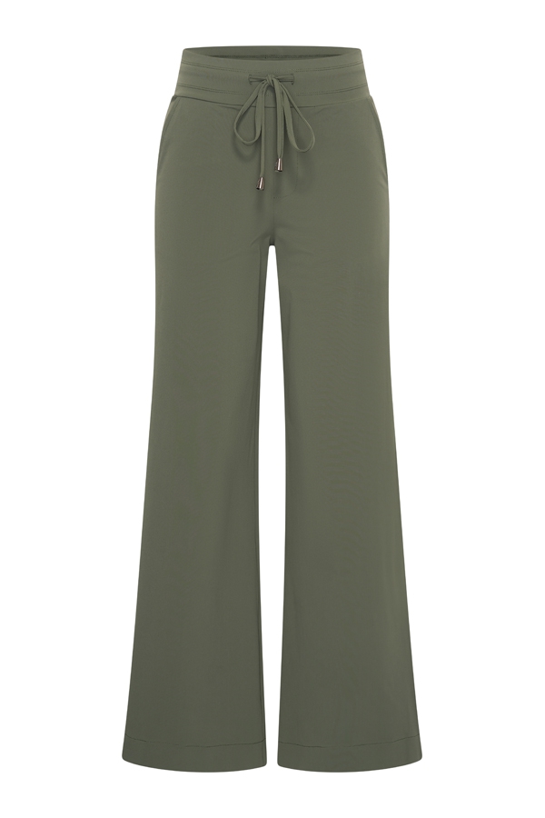 Mi Piace - Trouser straight - Deep Depth - Groene travelstof broek voor dames vrouwen mode online kleding