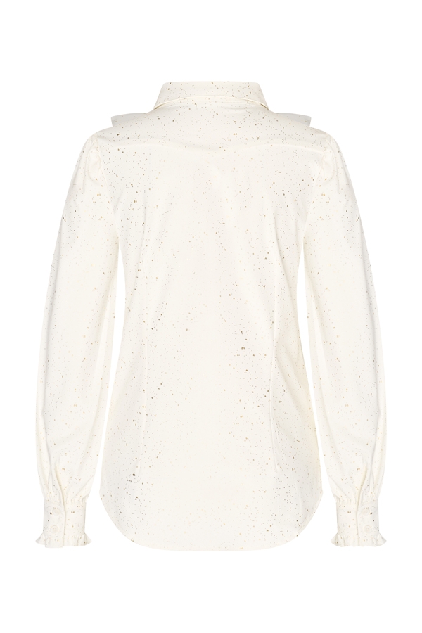 e - Gold sparkle white | Morgen in huis | travelstof | white damesblouse