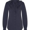 Mi Piace - Travelstof blouse ruche - Dark blue