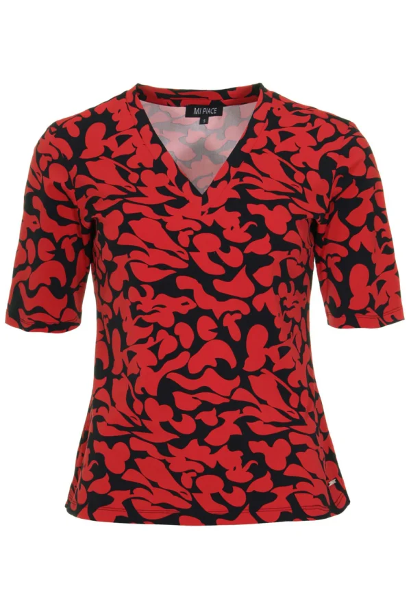 Mi Piace - Travelstof shirt - Red leaves | Morgen in huis