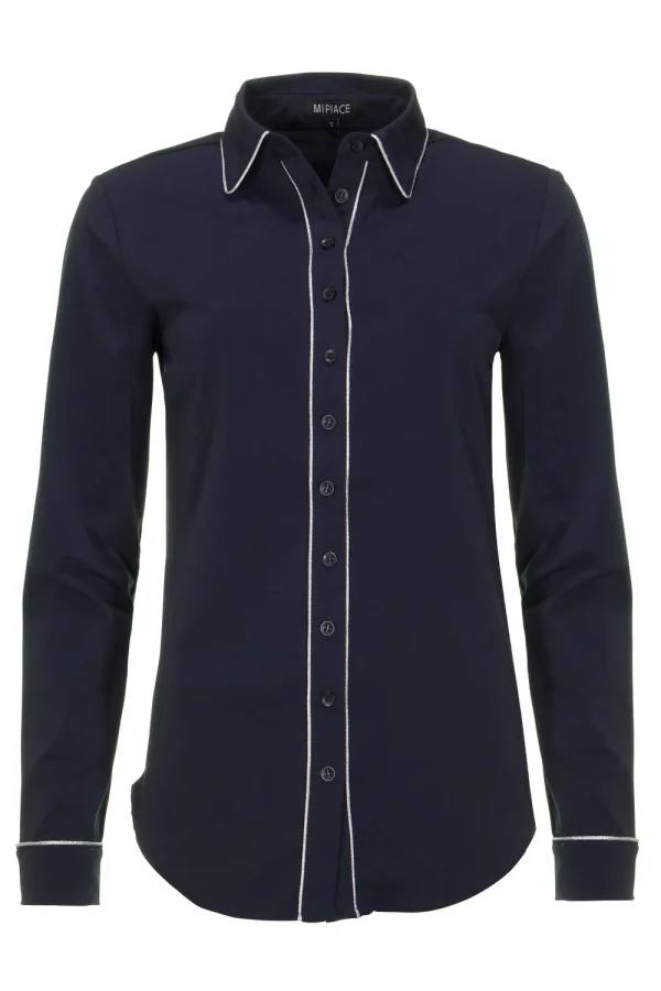 Mi Piace - Travelstof blouse - Blue silver| Morgen in huis