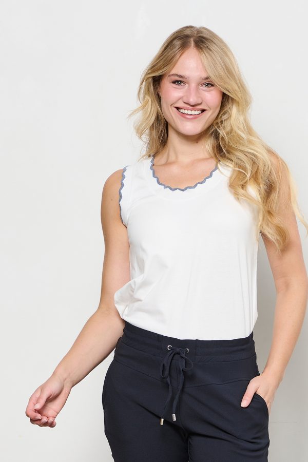 &Co Woman - Taia Top - Off White/ Navy