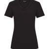 Mi Piace - T shirt V Hals Korte Mouw - Black