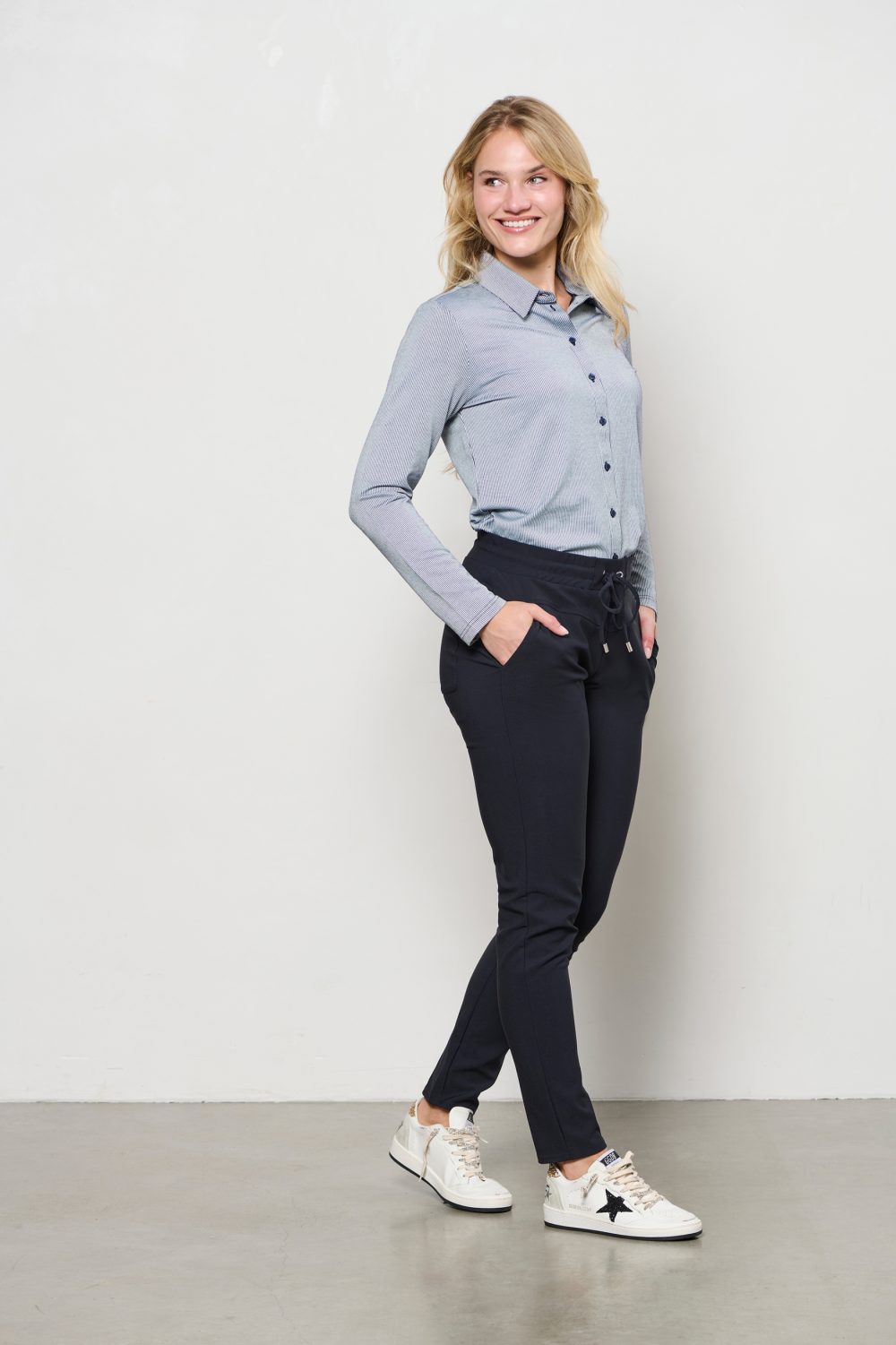 &Co Woman - Lotte Stripe Blouse - Navy - White