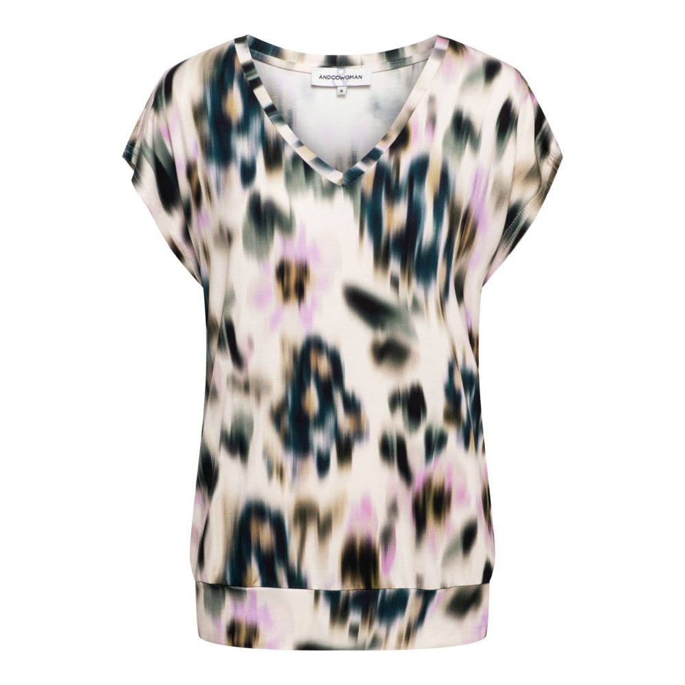 &Co Woman - Lucia Faded Flower Top - Khaki multi