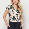 &Co Woman - Lucia Faded Flower Top - Khaki multi