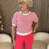 Lady Day - Sammy Stripe Sweaters - Coral Sunset-Champagne