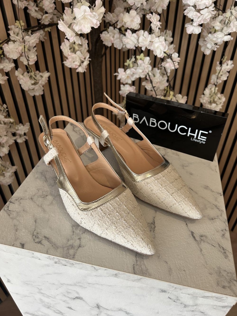 Babouche - Yor Pump - Off White/ Gold