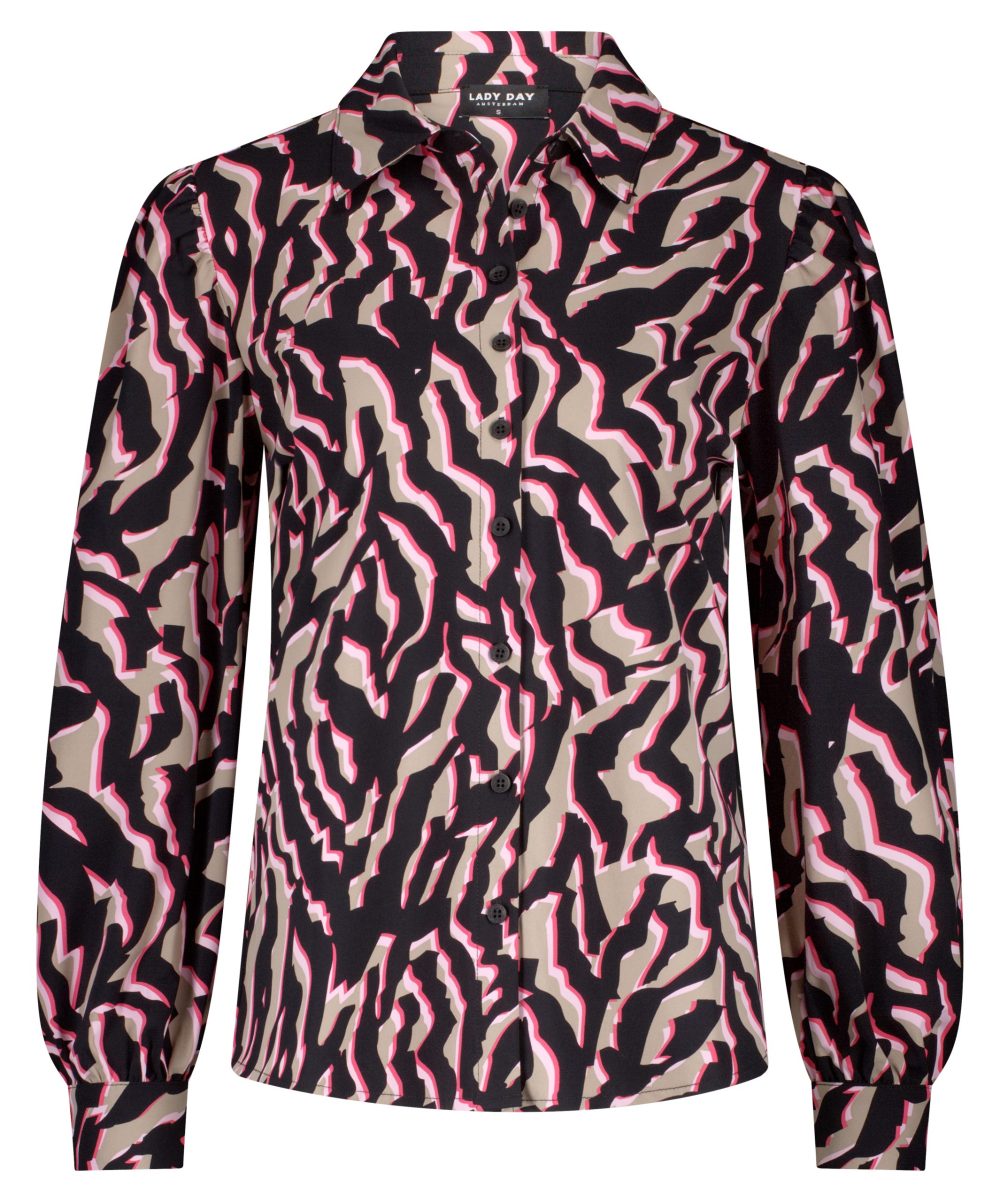 Lady Day - Philly Blouse - Zebra Print - Blouses met lange mouw - Damesmode - Blouses voor dames