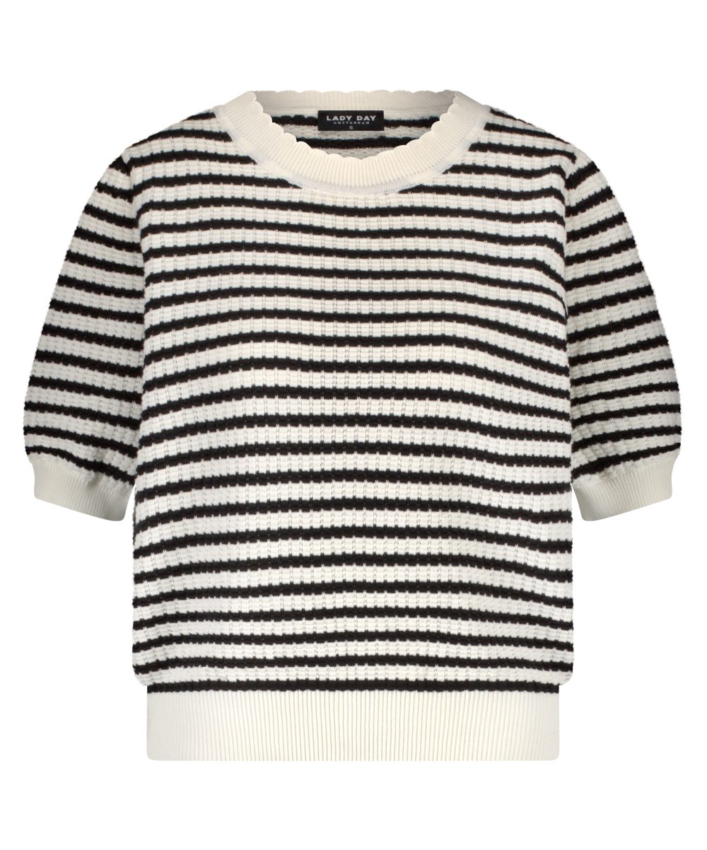 Lady Day - Sammy Stripe Sweater - Black-Champagne