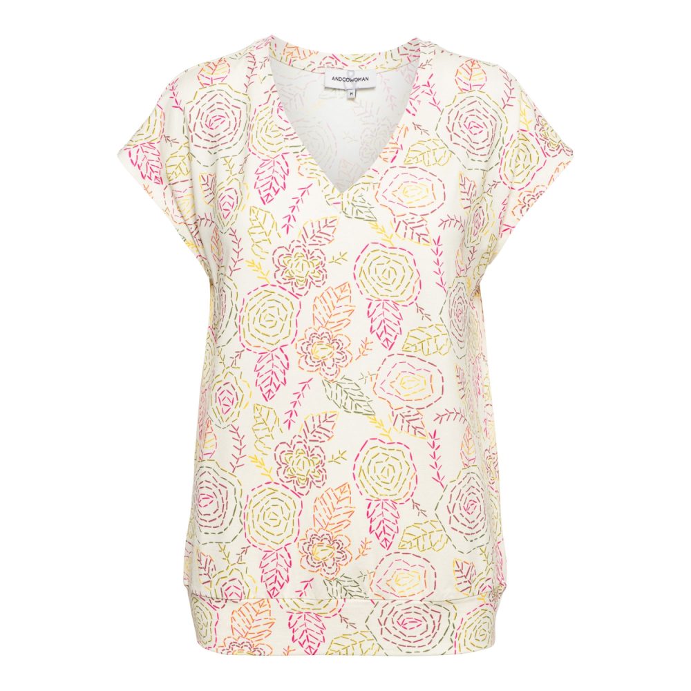 &Co Woman - Lucia Stitch Flower - Cream multi