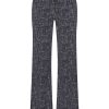 Mi Piace - Broek Straight Linnen Print - Dark Blue