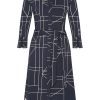 Mi Piace - Jurk Geometric Line Print - Dark Blue