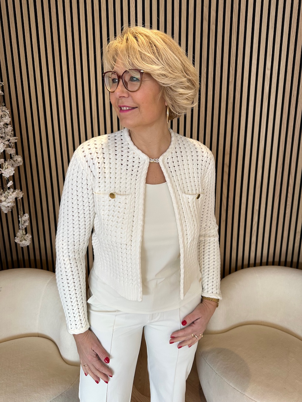 Kimara - Caar Cardigan - White