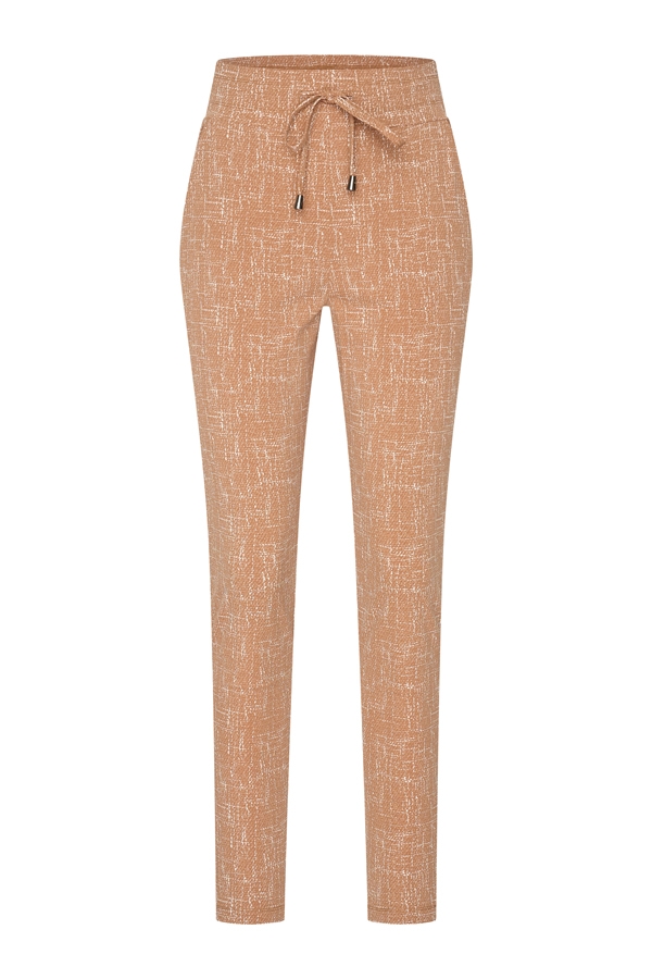 Mi Piace - Broek Skinny Linnen Print - Mocca