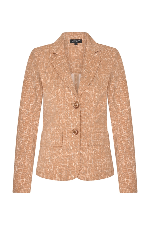 Mi Piace - Blazer Linnen Print - Mocca