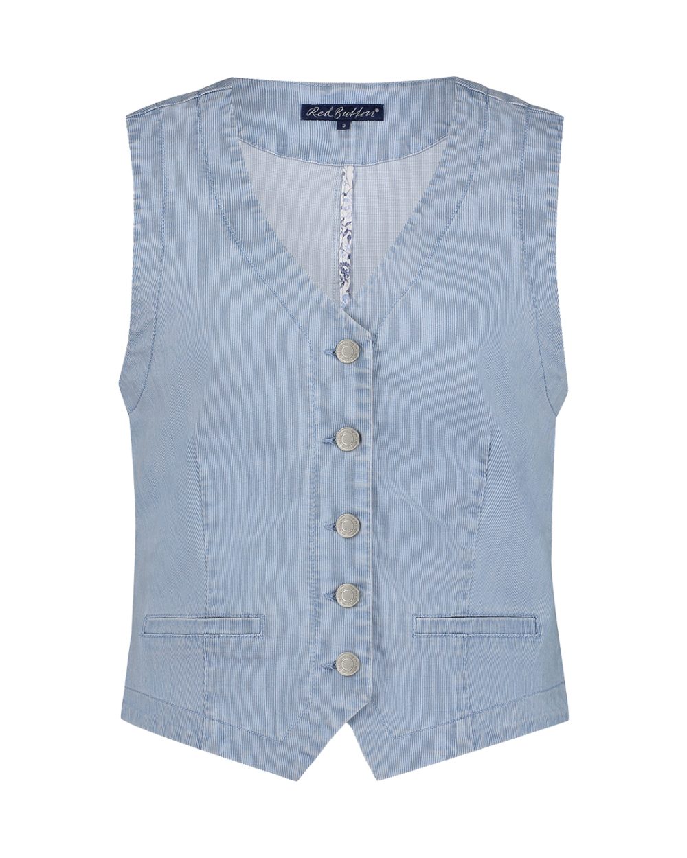 Red Button - Waistcoat Fancy Chambray - Bleachblue