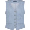 Red Button - Waistcoat Fancy Chambray - Bleachblue