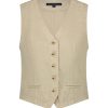 Red Button - Waistcoat Cotton Linen - Pebble